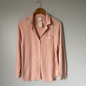 Soma Double Knit Notch Collar Pajama Lougewear Top Rose Blush Women's Medium